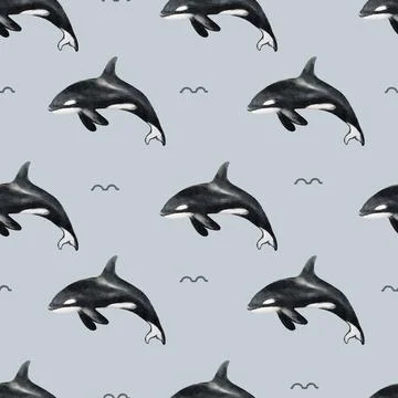 Whale and seal pattern design for textile and wrapping paper Illustrazione stock