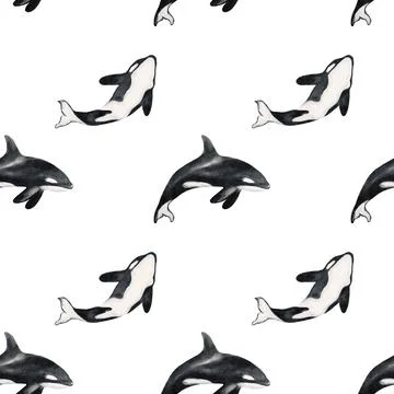 Whale and seal pattern in seamless textile design for wrapping and packaging Stock Illustration