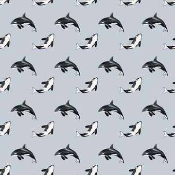 Whale and seal pattern in seamless textile design for fabric and packaging us Stock Illustration