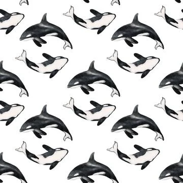 Whale and seal patterns in seamless textile design for decorative wrapping .. Stock Illustration