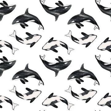 Whale and seal seamless pattern design on fabric for creative wrapping and .. Illustrazione stock