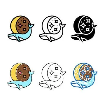 Whale boho color icon vector mix Stock Illustration