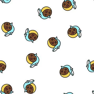 Whale boho vector seamless pattern Stock Illustration