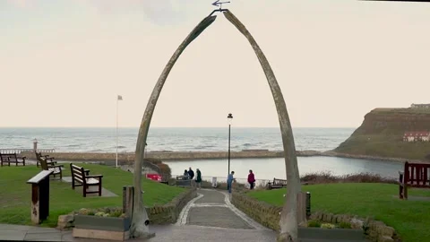 Whale Bone Arch in Whitby Stock Footage 218438878