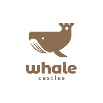 Whale with castle logo design vector graphic symbol icon sign illustration .. Stock Illustration