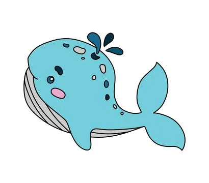 Whale character Vector color doodle illustration isolated on white Stock Illustration