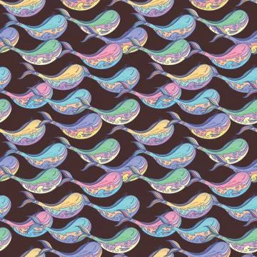 Whale contrast pattern Stock Illustration