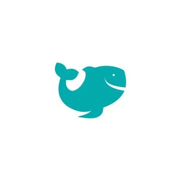 Whale cute fish logo simple use icon for kid drawing Stock Illustration