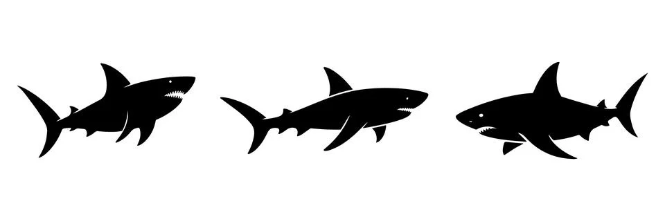 Whale, dolphin silhouette set vector on transparent background Stock Illustration