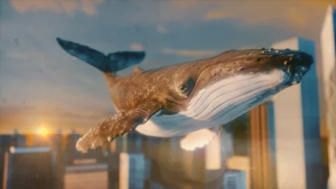Whale Flies In The Dramatic Sunset Sky Vidéo 125030463