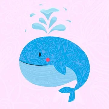 Whale with font. Vector illustration Stock Illustration