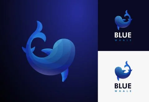 Whale gradient logo icon vector, Blue whale logo design Stock Illustration