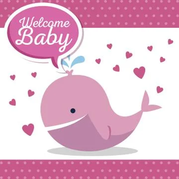 Whale with hearts and chat bubble message Stock Illustration