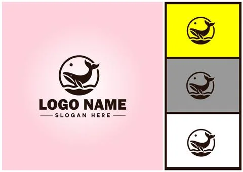 Whale icon logo vector art graphics for business brand icon Whale fish Ocea.. Stock Illustration
