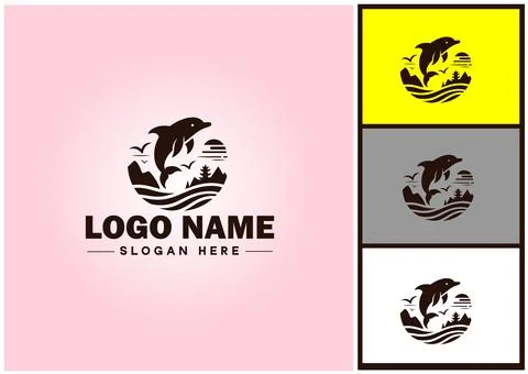 Whale icon logo vector art graphics for business brand icon Whale fish Ocea.. Stock Illustration