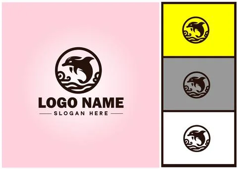 Whale icon logo vector art graphics for business brand icon Whale fish Ocea.. Stock Illustration