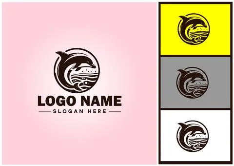 Whale icon logo vector art graphics for business brand icon Whale fish Ocea.. Stock Illustration