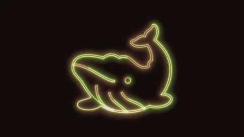 Whale Icon Neon Seamless Loop 4K (Black Background) Stock Footage 310361571