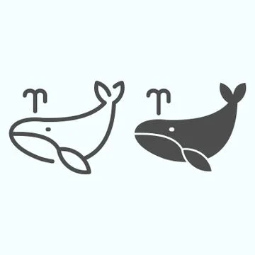 Whale line and solid icon. Marine blower fish illustration isolated on white 스톡 일러스트