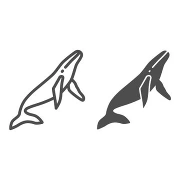 Whale line and solid icon, ocean concept, orca sign on white background, sperm Stock Illustration