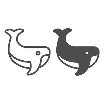 Whale line and solid icon, worldwildlife concept, sperm whale vector sign on Stockillustratie