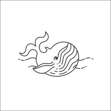 Whale line vector illustration Stock Illustration
