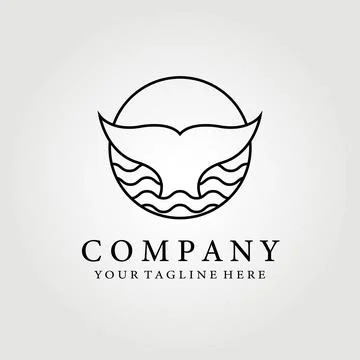 Whale logo vector illustration design graphic , simple line art concept Stock Illustration