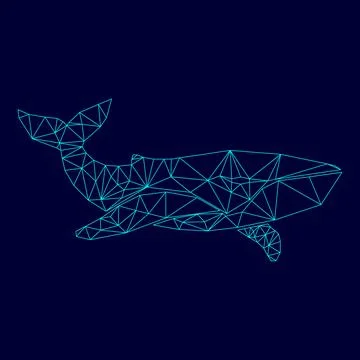 Whale in low poly triangulation triangulated polygonal electric cyan blue v.. Stock Illustration