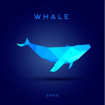 Whale Lowe roles polygons, vector illustration, logo Illustrazione stock
