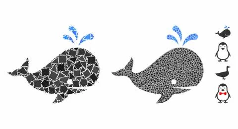 Whale Mosaic Icon of Ragged Elements Stock Illustration