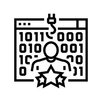 Whale phishing attacks line icon vector illustration Stock Illustration