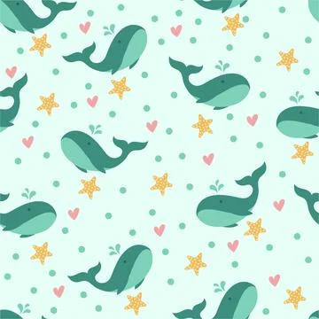 Whale seamless pattern Stock Illustration