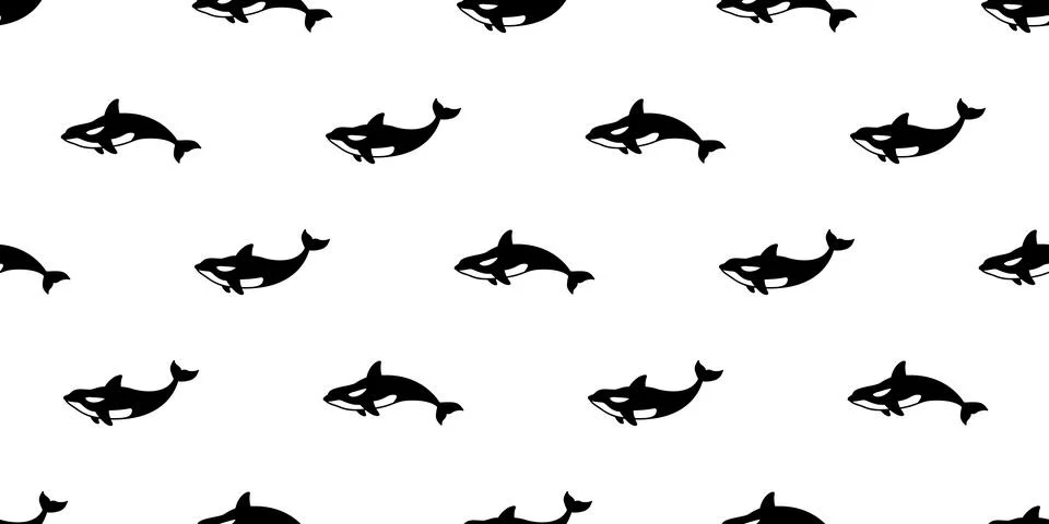 Whale seamless pattern vector dolphin shark fish ocean sea Illustrazione stock