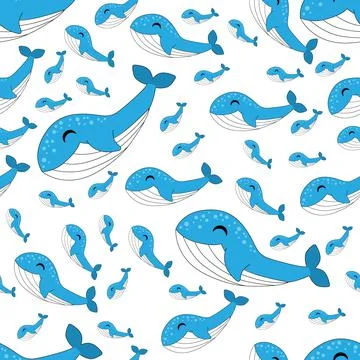 Whale seamless pattern with white background Stock Illustration
