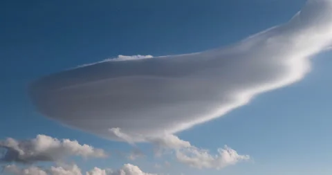 Whale-Shaped Lenticular Cloud in a Blue Sky (Time Lapse) Stock Footage 148000481