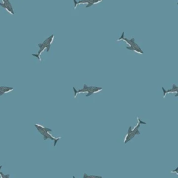 Whale shark seamless pattern in scandinavian style. Marine animals background Stock Illustration