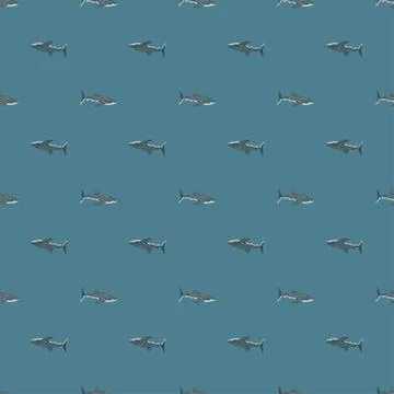 Whale shark seamless pattern in scandinavian style. Marine animals background Illustrazione stock