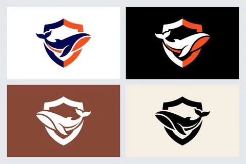 Whale Shield Logo Design Set (1) Stock-Illustration