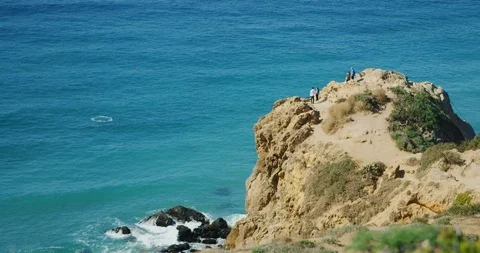 Whale sighting at Point Dume Natural Preserve in Malibu. California Stock Footage 99138367
