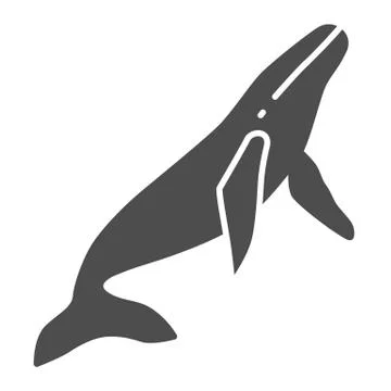 Whale solid icon, ocean concept, orca sign on white background, sperm whale icon Stock Illustration