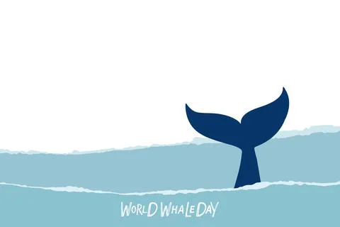 Whale tail on Blue Abstract waves Background. Minimalist collage style design Stock Illustration