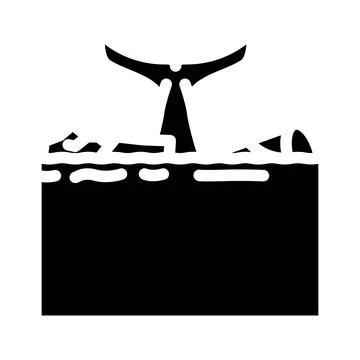 Whale tail diving into ocean surface water Stock Illustration