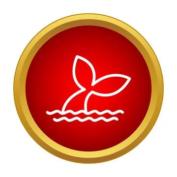 Whale tail diving into ocean wave line icon Stock Illustration