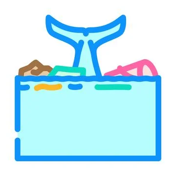 Whale tail emerging from ocean pollution waste 스톡 일러스트
