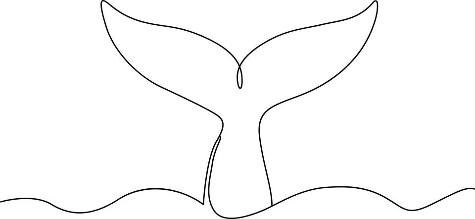 Whale tail emerging from water Vector Illustrazione stock