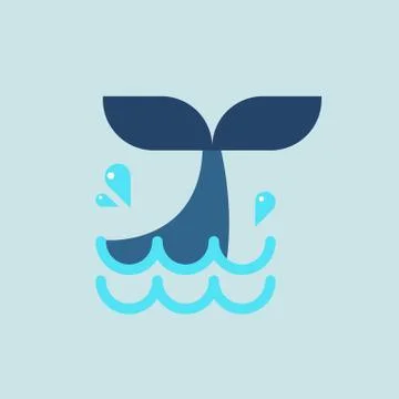 Whale tail in flat style Stock Illustration