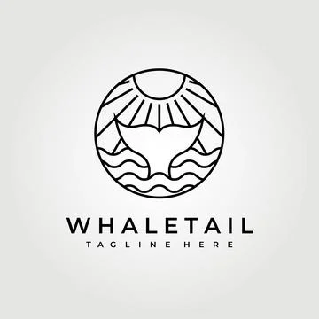 Whale tail logo vector illustration design graphic, on sunrise and sunset vie Stock Illustration