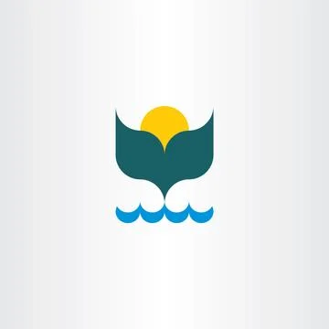Whale tail ocean sun vector summer icon Stock-Illustration