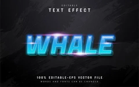 Whale text, blue gradient editable text effect Stock Illustration