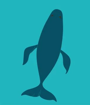 Whale top view vector illustration in simple flat modern style Stock Illustration